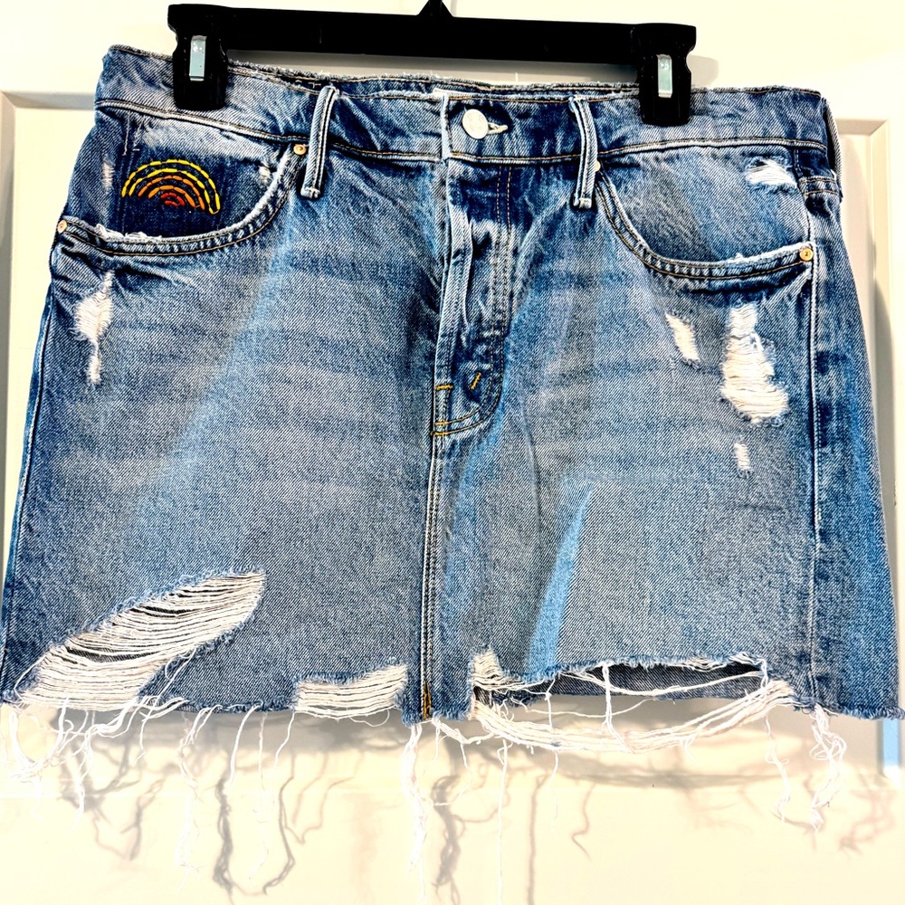 MOTHER SUPERIOR Jean Skirt with fringe Size 28